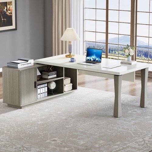 Tribesigns L-Shaped Office Desk Large Executive Computer Desk with File Cabinet - Picture 3 of 18