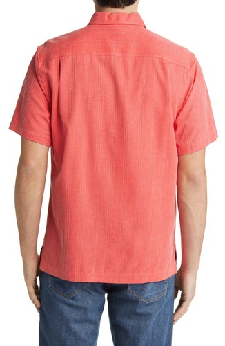Tommy Bahama Bali Bordüre Blumen Jacquard S/S Seide Knopfleiste Hemd rot GR.M $ 138 - Bild 3 von 10