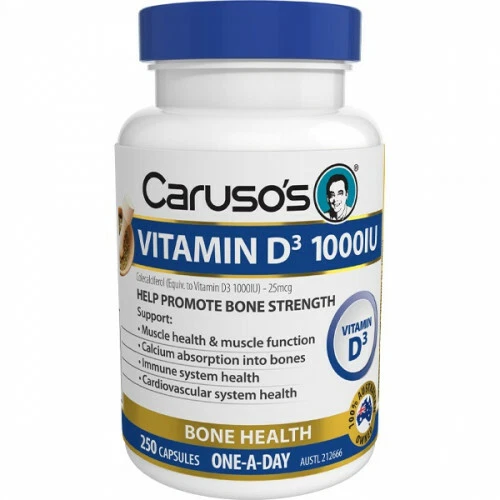 Carusos Vitamin D3 1000iu 250 Capsules Muscle Mineralization Heart Health - Picture 2 of 2