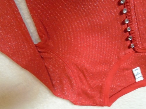 Old Navy Girls Size L 14 - Red/w SIlver Threads & Rhinestones Lg Sleeve T - Picture 8 of 18