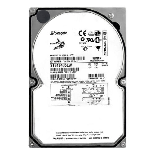 Hard Drive Seagate Barracuda 18XL ST318436LW 18GB 7.2K 2MB SCSI U160 3.5'' - Picture 3 of 3