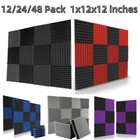 12-96PCS 12X12X1inch Acoustic Panels Foam Studio Soundproofing Wall Tiles Wedges