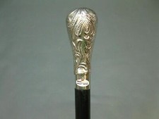 Vintage Chrome Brass Knob Head Handle Victorian Wooden Walking Cane Stick Gift