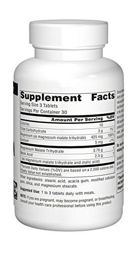Source Naturals Magnesium Malate 1250mg 90 Tabletten Muskel Stütze Energie - Bild 2 von 2