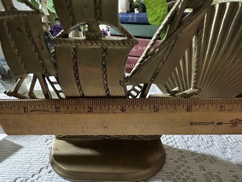 Vtg RARE Solid Brass Seashell & Sailboat Bookends EUC Heavy - Picture 15 of 17