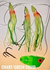 Chartruese/green squid with green meat head - trolling meat rig/cut back rig