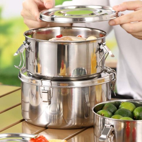 Round Korean Lunch Box with Buckle Food Storage Box Lunch Container School - 第 5/17 張圖片
