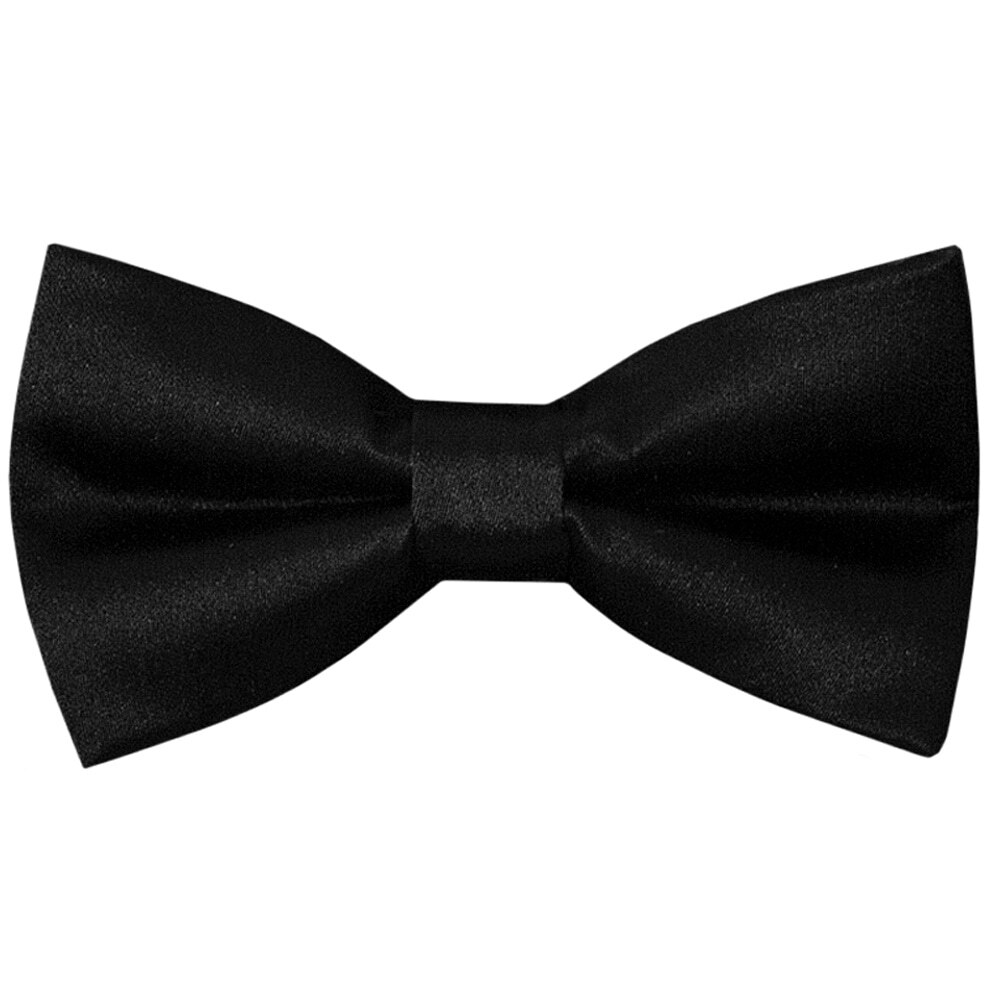 Plain Pre Tied Black Boys Bow Tie Age 4-7 Kids Wedding Formal Prom Dickie Bow
