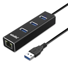 USB to Ethernet Adapter 3-Port USB Hub LAN RJ45 Compatible Windows Mac Linux