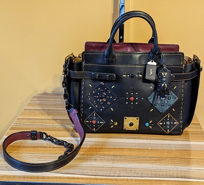 Coach 1941 DOUBLE Swagger Prairie Rivets black leather | eBay