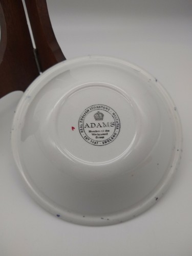 Vintage Wedgwood Adams Ironstone Small Dish / Bowl x 8 Maroon Edge VGC England - Picture 4 of 8