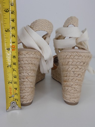 Topshop Wedge Espadrilles Waves Tan Suede Sandals Heel Platform Shoes Tie Up 3 - Picture 7 of 18