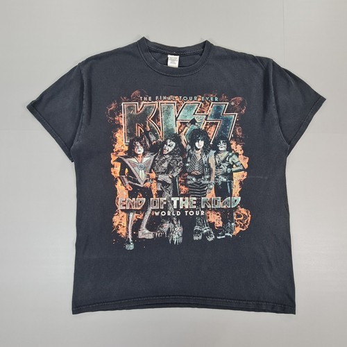 Kiss Herren T-Shirt schwarz Large End of the Road World Tour Kurzarm Band Tee