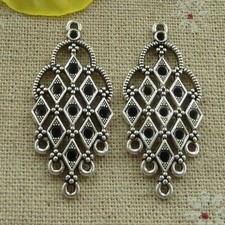 Free Ship 52 pcs tibetan silver feather earring connectors 42x18mm L-4024