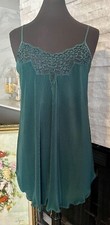Vintage Intimate Affair Of Calif Slip Nightie Lingerie Green Pleated Size Small