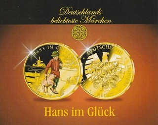 PIEDFORT GEDENKPRÄGUNG HANS IM GLÜCK MIT EDLER COLORIERUNG POLIERTE...