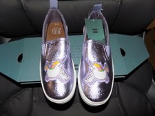 TOMS LUCA ORCHID FOIL CANVAS UNICORN SLIP ON SIZE 5 GIRL'S NEW