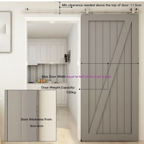 Kit de herrajes para puerta de granero corredera de acero inoxidable CCJH 4""-18"" pista para puerta de madera - Imagen 236 de 244
