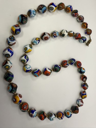 Vintage Italian Venetian Murano Millefiori Art Glass Beads 10mm Hand Made