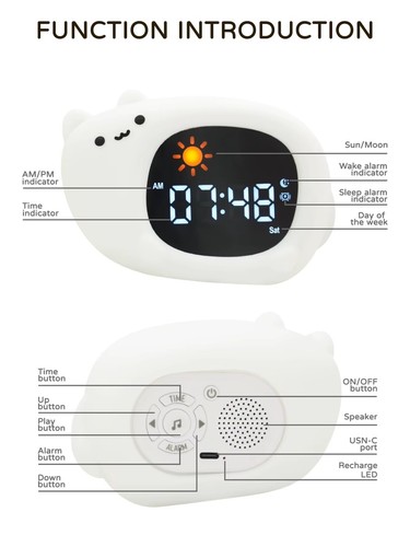 Cute Alarm Clock for Kids with Sleep Trainer | Toddler Night Light & Sound - Picture 22 of 44