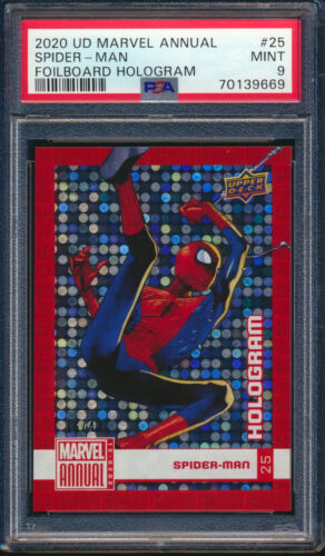 2020-21 Marvel Annual Foilboard Hologramme #25 Spider-Man 16/49 PSA 9 comme neuf - Photo 1/2