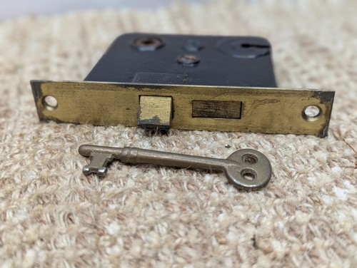 Antique Earle Interior Mortise Lock Door Hardware #1000 With Key - Picture 8 of 9