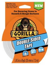 Gorilla Double-Sided Tape Heavy Duty, 1.41" x 8 yd, Gray, Pack of 1 