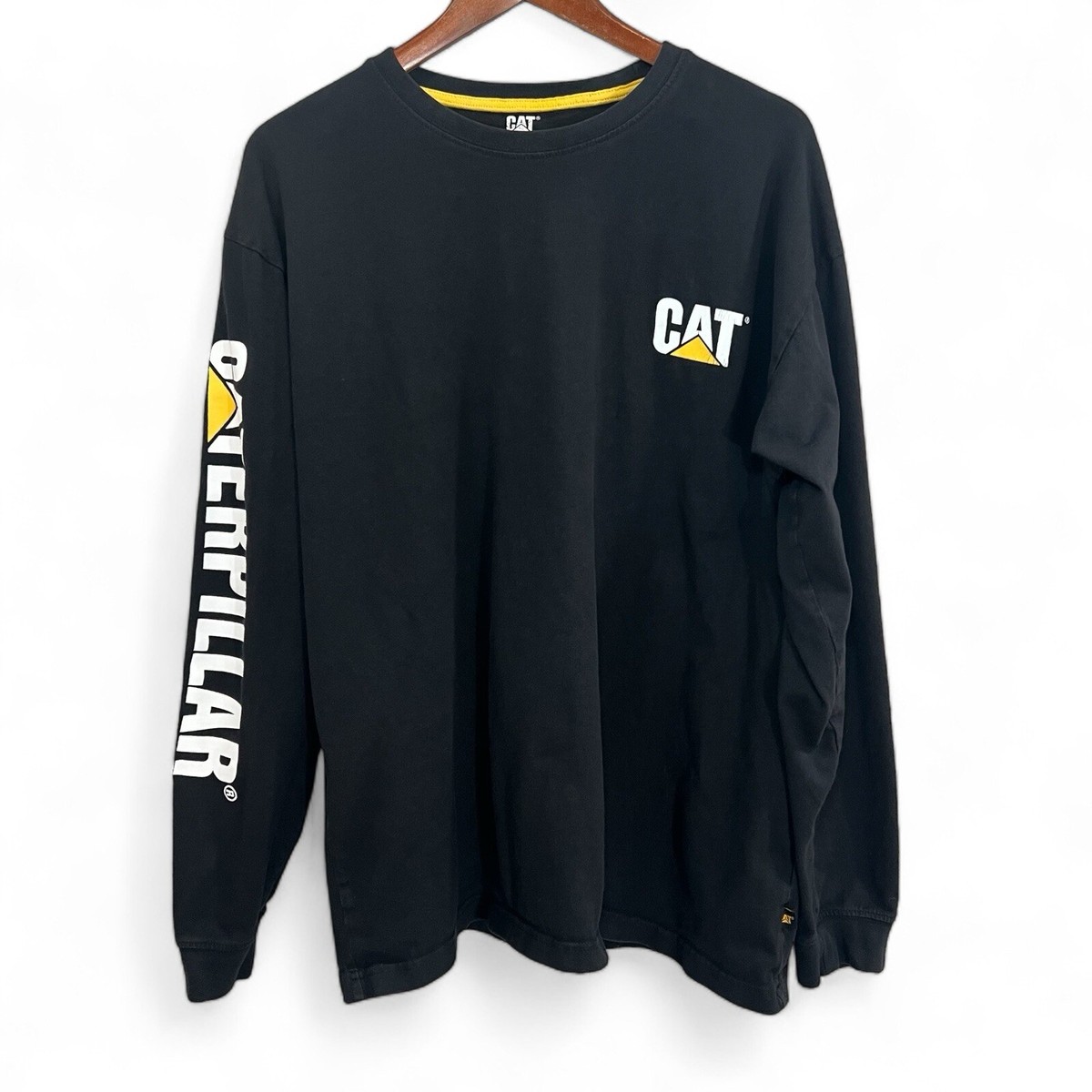 CAT Sweatshirt Men Size XL Black Caterpillar Crew Neck 100