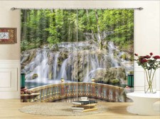 Small River Jungle 3D Curtains Blockout Photo Printing Curtains Drape Fabric