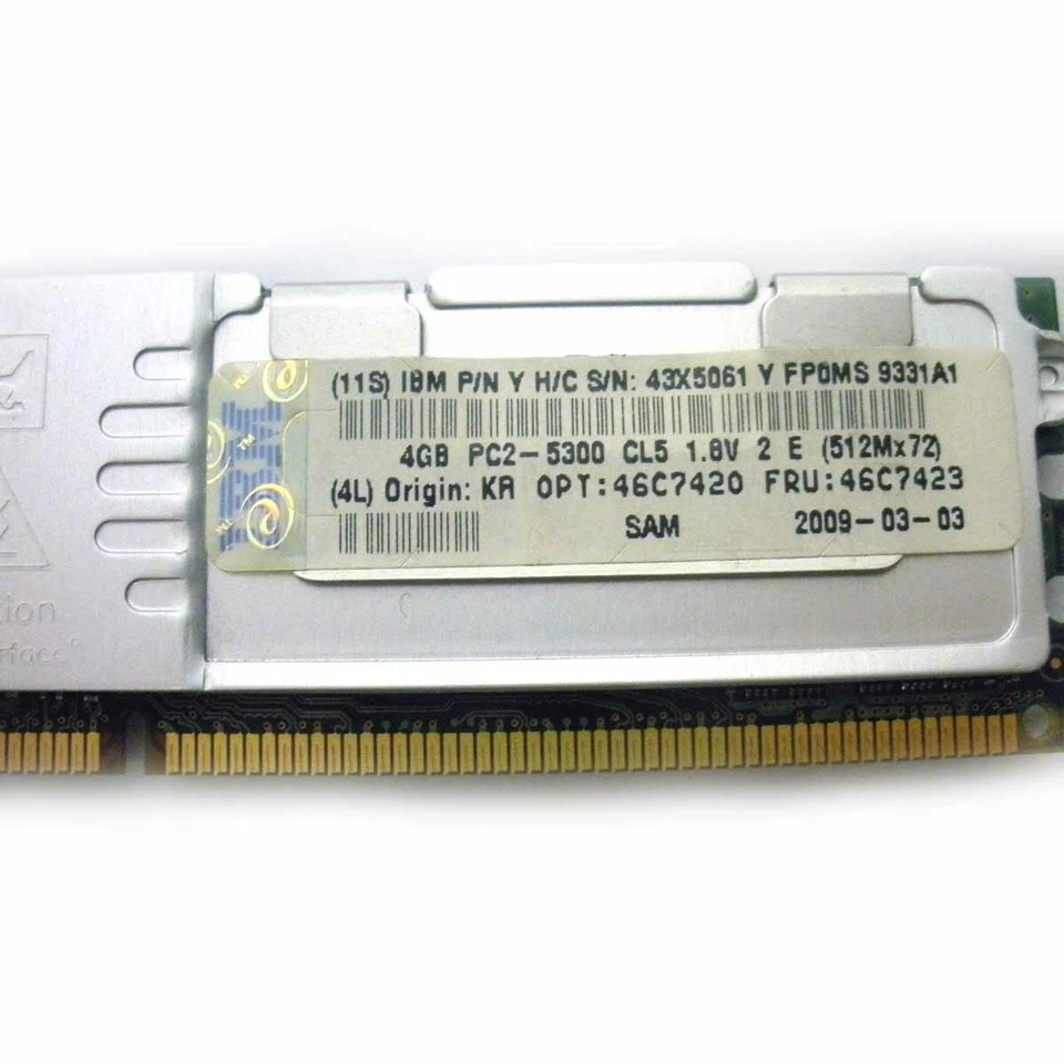 IBM 46C7420 Memory Kit 8GB PC2-5300 DDR2-667Mhz - Image 4 of 4