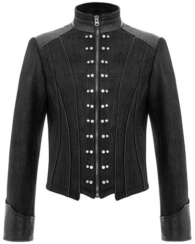 Punk Rave Mens Steampunk Short Military Jacket Black Dieselpunk Armour Gothic - Picture 5 of 20