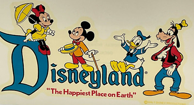 Vintage Disneyland Happiest Place Royal Screen Craft Decal Water Slide Disney