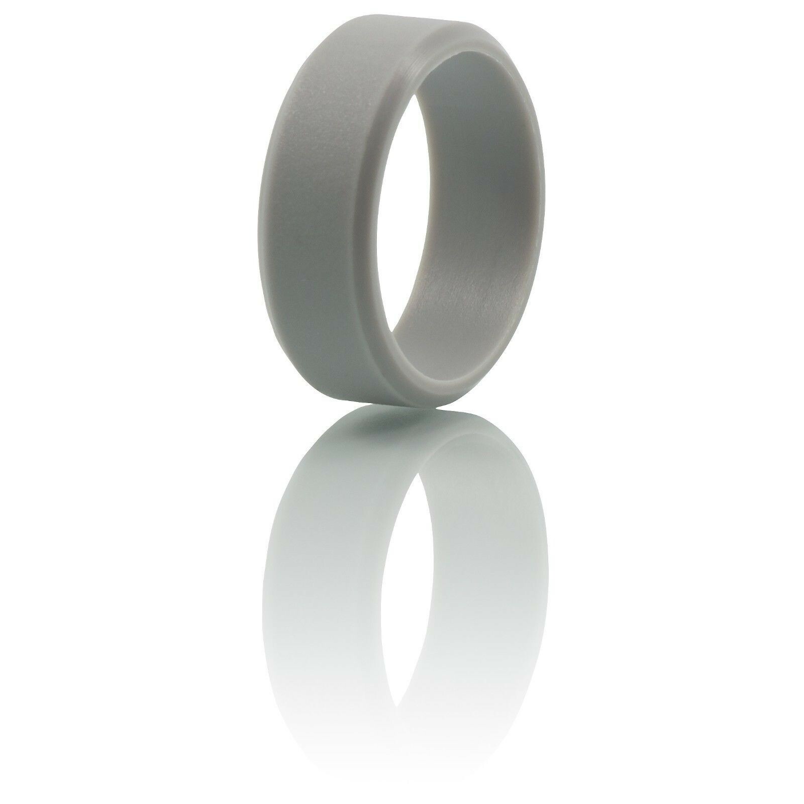 Men's Light Grey Silicone Wedding Band Size 8 Durable Rubber Ring-image