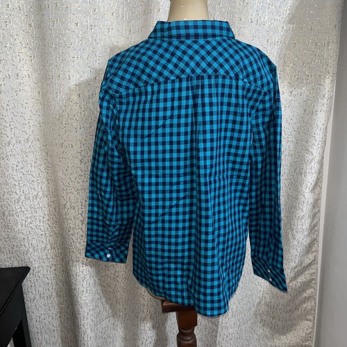 Talbots Teal Green Buffalo Print Button Down Shirt, NWT, Size PXL - Picture 3 of 3