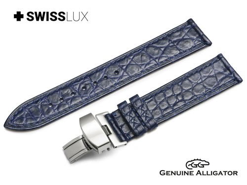 For RAYMOND WEIL Crocodile Alligator Leather Watch Navy Blue Strap Band Buckle - Picture 10 of 10