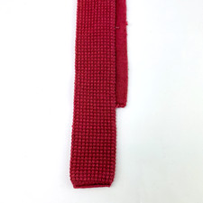 Wembley Mens Tie Pink Square Tip Knit Wool & Cotton Vintage Necktie Made In USA