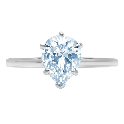 Verlobungsring 1 kt Birnenschliff blauer Stein Hochzeit Braut Versprechen 14 kt Weißgold - Bild 10 von 11