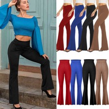 2-Pockets Soft Bootcut Yoga Pants Women High Waist Workout Ladies Long Bootleg
