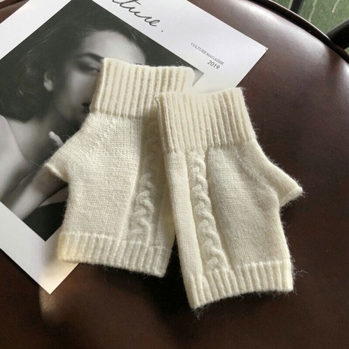 Handschuhe Strick Damen Halbfinger Fingerlos Warm Fäustlinge Handschuh Winter Elasti - Bild 12 von 22