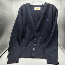 SAI Men's Navy Knitted Long Sleeve Classic Cardigan Sweater Size Medium Read