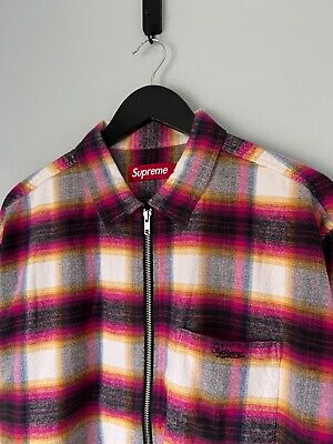 Supreme Shadow Plaid Zip Up Flannel Shirt - Size Large Supreme Shadow Plaid Zip Up Flannel Shirt - Size Large