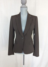 Tahari Brown Polyester Classic Single Breasted Jacket Blazer, 6, Nwt, $428.00