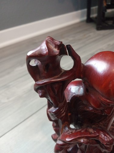 Vintage chinesische Holzschnitzerei Shou Lao Shou Xing mit Kind - Bild 11 von 24