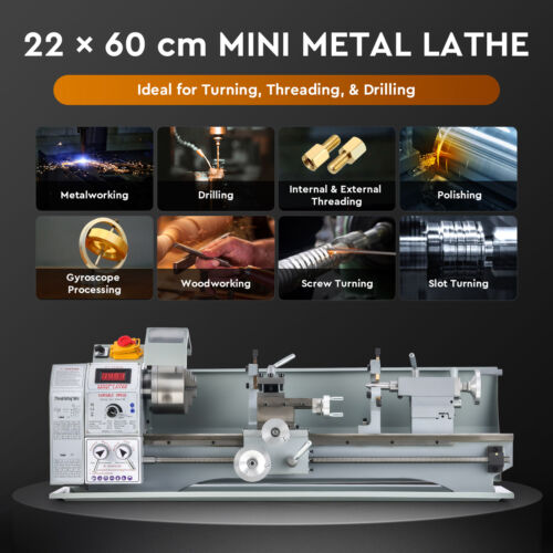 9"x24" Mini Metal Lathe 3000rpm Max Spindle Speed Brushless Motor Wood DIY Tool - Picture 2 of 8