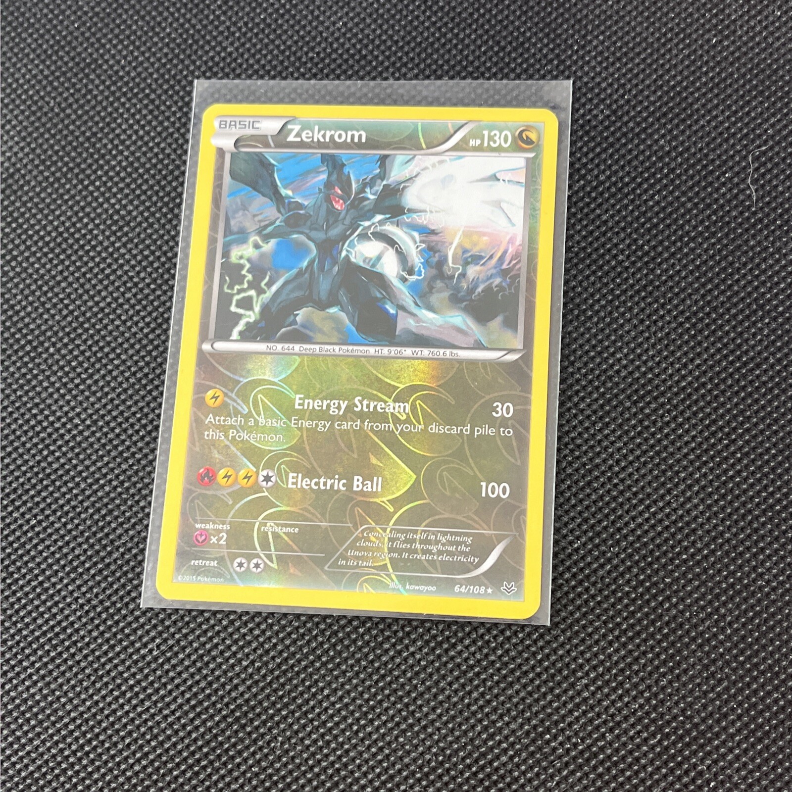 Pokemon Zekrom 64/108 Reverse Holo Rare Roaring Skies NM