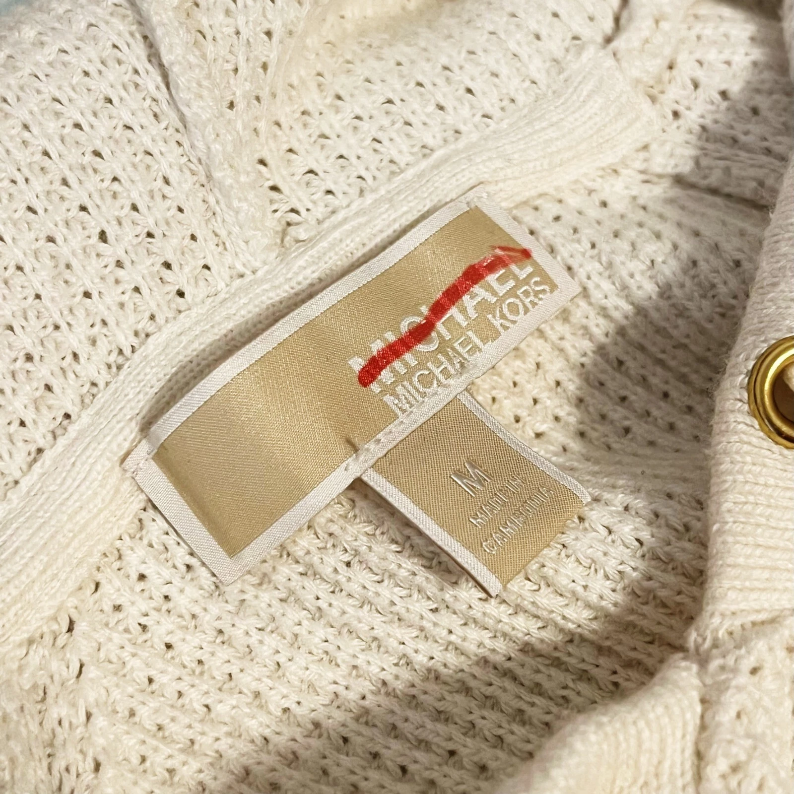 Maglione con cappuccio Michael Kors Waffle lavorato a maglia