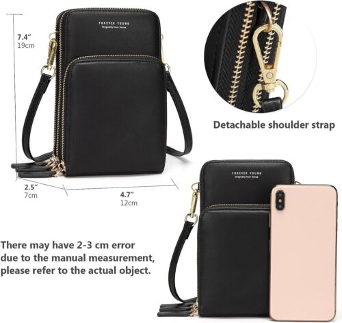 Women Leather Phone Purse Crossbody Handbag Wallet Card Keys Case Shoulder Bag - Picture 14 of 20