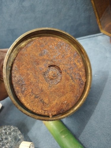 Vintage 60s Spring-Loaded Brass Altar Candleholdrs Amber Candlestick Collectible - Picture 10 of 13