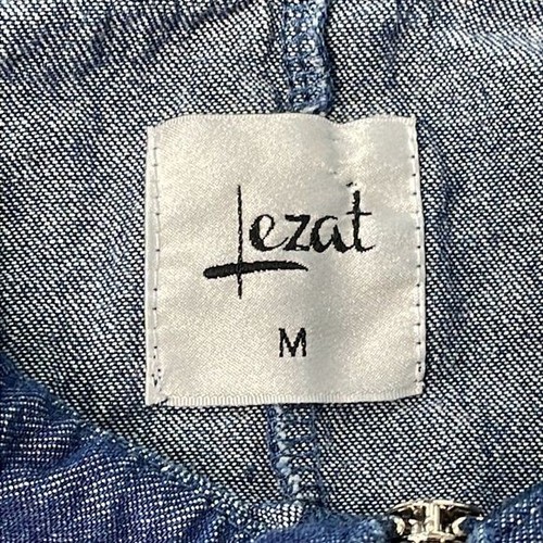 Lezat Gracie Denim Coverall Jumpsuit Indigo Long Sleeve Floral Sz M - Picture 9 of 16