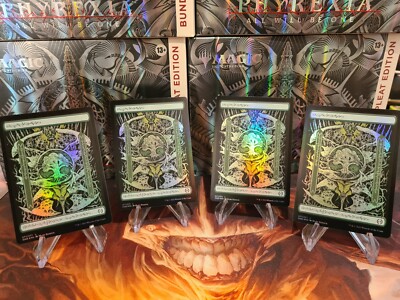 MTG - Phyrexia All become one - 4 Basic Lands Forest Wald *Foil*